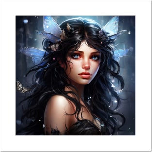 A Fairy With Blue Eyes And Black Hair Posters and Art